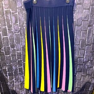 Anthropologie MAEVE Rainbow Pleated Midi Skirt Sz XL
